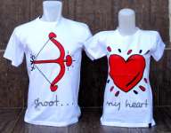 kaos couple " shoot my heart putih"