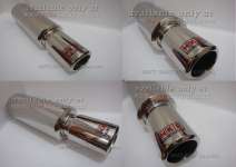 Knalpot HKS Universal Stainless Hi-Power Muffler Plain With Red Logo ( Big Size)