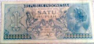 UANG KERTAS KUNO 1 RUPIAH 1954 INDONESIA