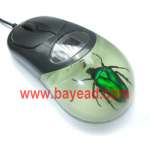real green Scarab Glow in dark optical computer mouse,  insect mouse,  amber mouse