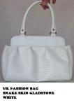 UK Fashion Handbags - SnakeSkin Gladstone - White