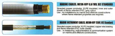 MARINE CABLES STOCK,  POWER CABLES,  INSTRUMENT CABLES