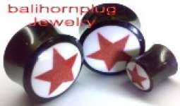 body part piercing horn plugs and tunnelsjewelry,  red coral dust star symbol
