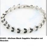 B1653 - 44x5mm Italian Black Sapphire Marquise cut Bracelet