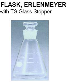 FLASK,  ERLENMEYER with TS Glass Stopper