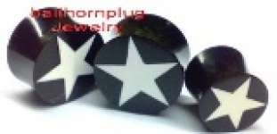 body part piercing horn plugs and tunnelsjewelry,  white star inlay