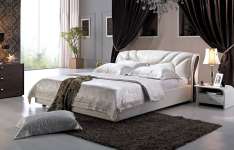 furniture softbed genuine leather bed fabric bed 3007