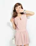 Model-2076 Mature ladies light Slim sleeveless pink dress pants