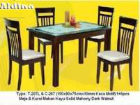 Meja Kursi Makan kayu Solid T207L & C-267