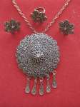 Tembaga Set Perhiasan, Set Perhiasan Etnik Bros, cincin, giwang, kalung